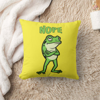 Almofada Funny Sassy Frog Nope, Grumpy Toads Cartoon Illus