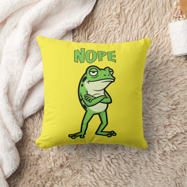 Almofada Funny Sassy Frog Nope, Grumpy Toads Cartoon Illus (Cobertor)