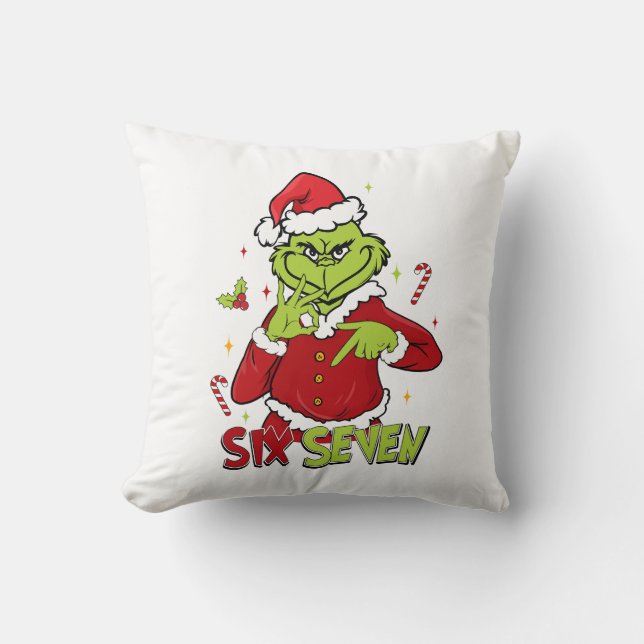 Almofada Funny Six Seven Meme Christmas | Viral 6 7 Mean Gu (Frente)