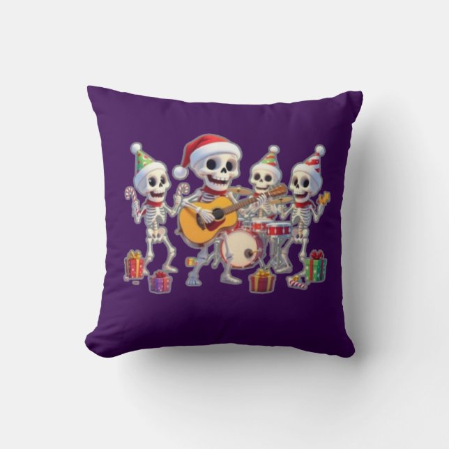 Almofada Funny Skeleton Band Christmas & New Year – 3D Cart (Frente)