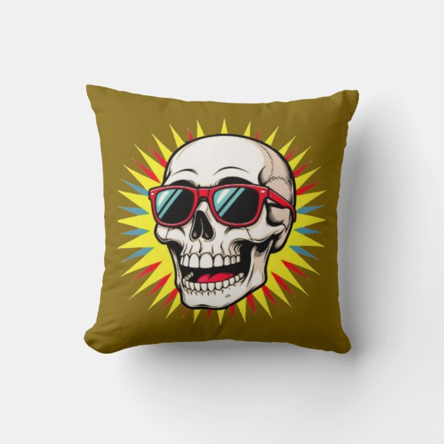 Almofada **Funny Skull With Sunglasses – Cartoon Laughing S (Frente)