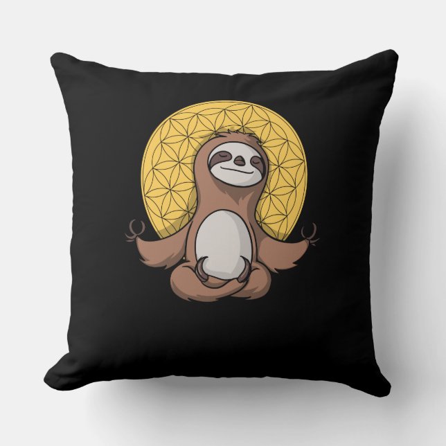 Almofada Funny Sloth Zen Yoga Meditação Animal (Frente)