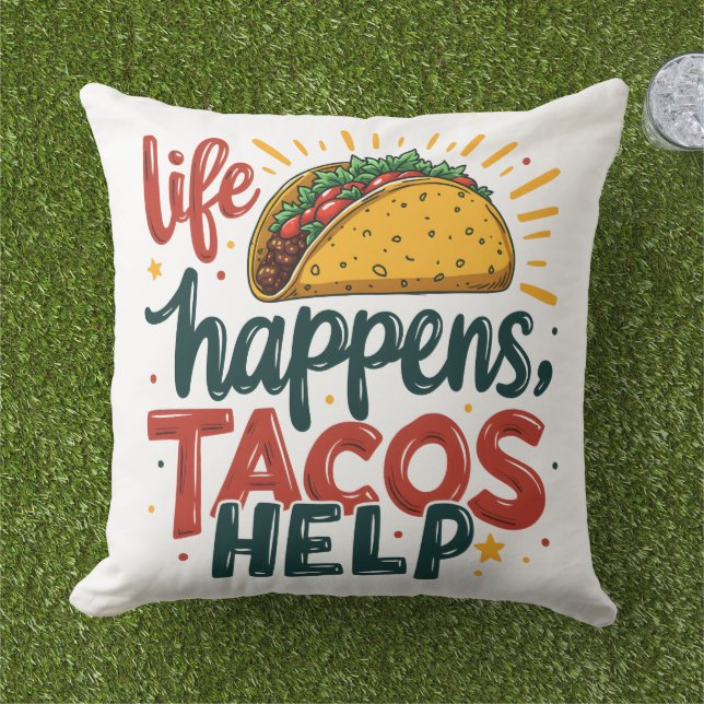 Almofada Funny Taco Lover Fiesta Foodie Humor Art White (Grama)