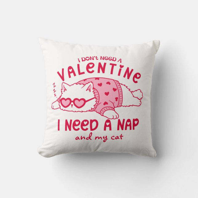 Almofada Funny Valentine Napping Cat Personalized  (Frente)