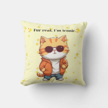 Fur Real, I’m Iconic | Funny Cat Decorative Pillow