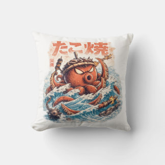 Almofada Fúria do Samurai Polvo – Arte Oceânica Inspirada n