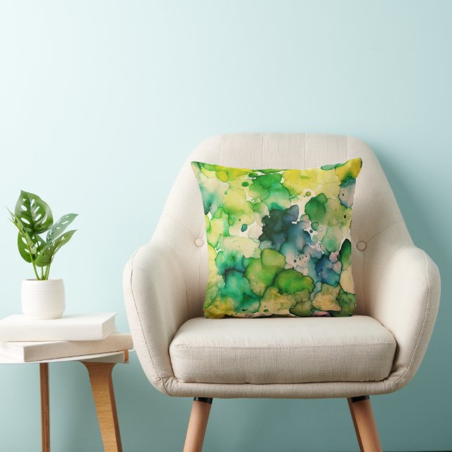 Almofada Fusão de Aquarela Verde (Cadeira)