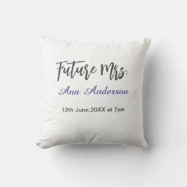 Almofada Future mrs surname bride to be purple gray name da