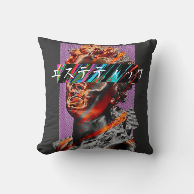Almofada Futurismo Japonês Vaporwave Estético (Frente)