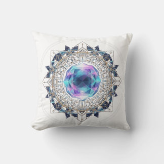 Almofada Futuristic Crystal Mandala – Geometric Tech Art