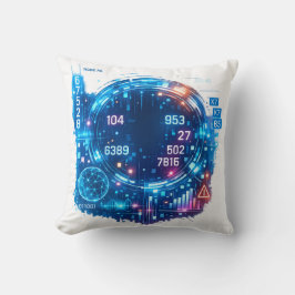 Almofada Futuristic Tech Interface Pillow – Digital HUD 