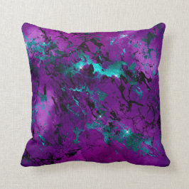Almofada Galáxia do Mármaco de Púrpura e Teal