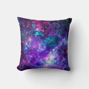 Almofada Galáxia Espaço Roxo Espacial Cósmico Rosa Teal Céu