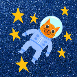 Almofada Galáxia Glitter Azul do Astronauta de Gato Persa