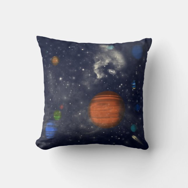 Almofada Galáxias com estrelas e planetas no espaço (Frente)