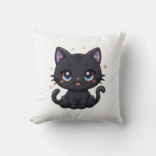 Almofada Galaxy Black Cat Kawaii Celestial Gatinho Cushion
