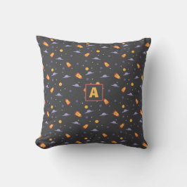 Almofada Galaxy pattern yellow gray name Throw Pillow