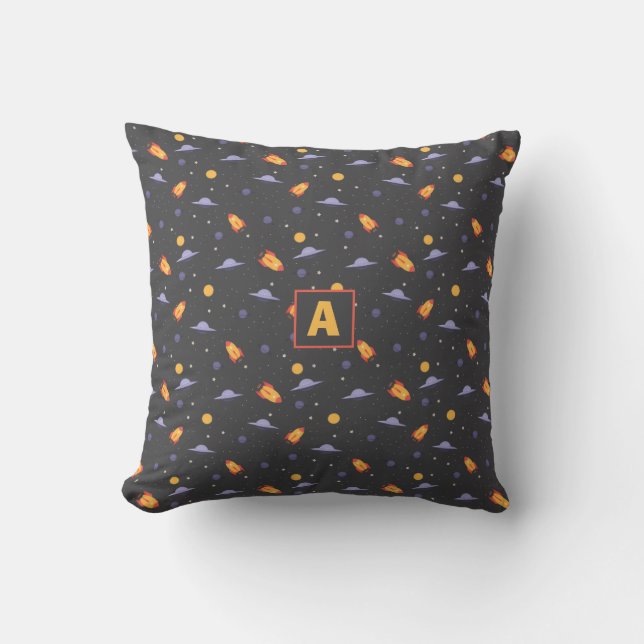 Almofada Galaxy pattern yellow gray name Throw Pillow (Frente)