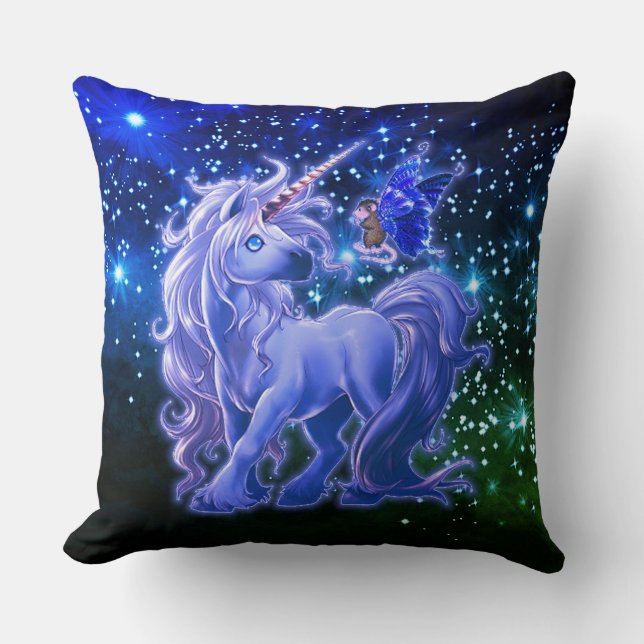 Almofada Galaxy Sparkle Blue Unicorn (Frente)