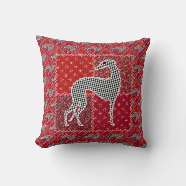 Almofada Galgo stylisé “Patchwork " (Frente)