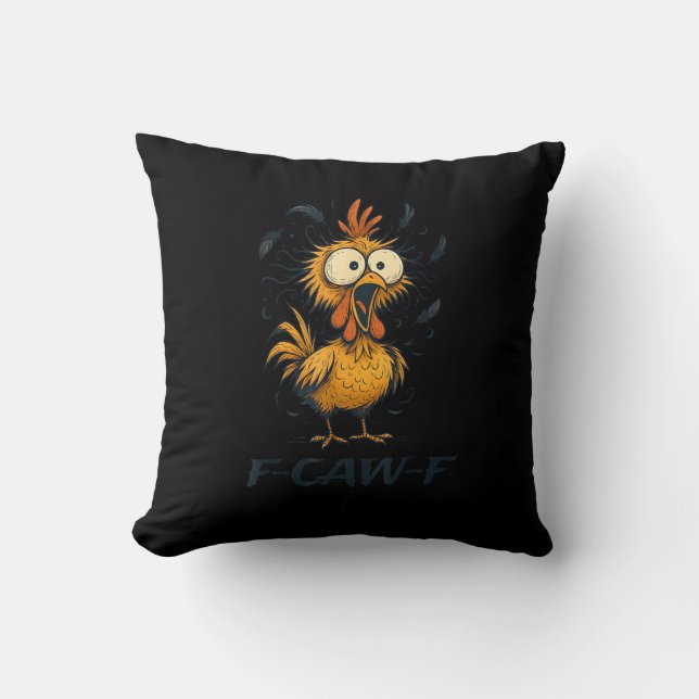 Almofada Galinha Ave F-Caw-F Engraçado Gráfico Minimal (Frente)