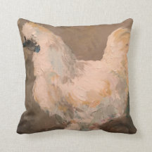Galinha de Silkie pintura de 16 x 16 travesseiros