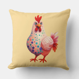 Almofada Galinha Decorada de Pontos Coloridos