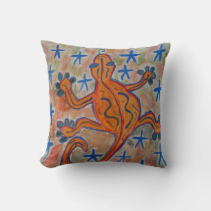 Almofada Galinha Laranja Gecko Jogando Cushion