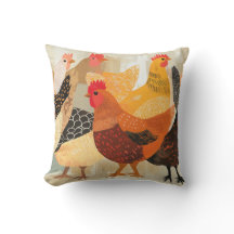 Galinhas com variados padrões de penas e cores