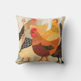 Almofada Galinhas com variados padrões de penas e cores