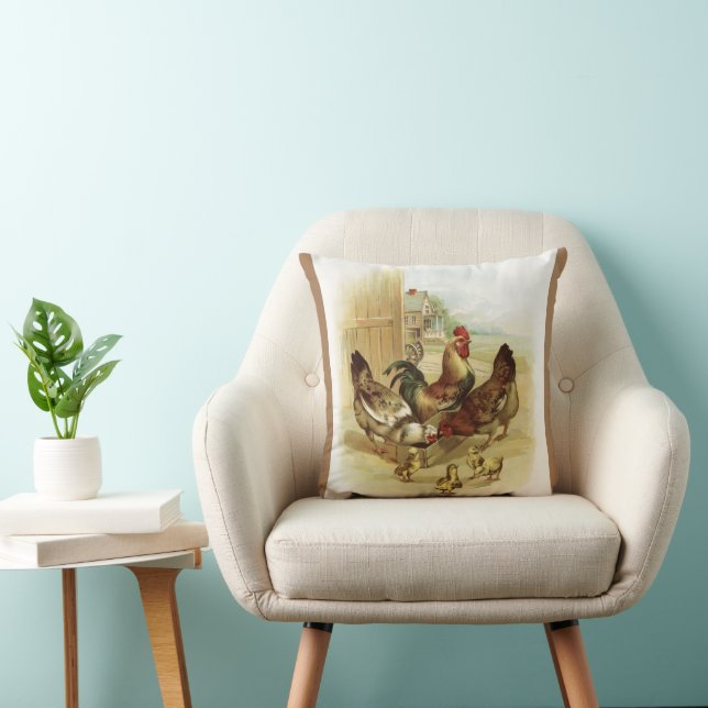 Almofada Galinhas Fazendas de Arte Vintage (Cadeira)