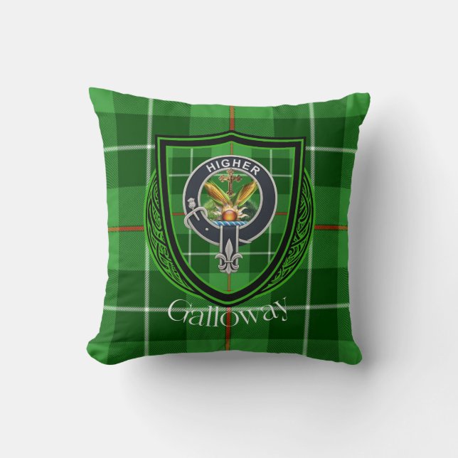 Almofada Galloway Scottish Clan Tartan & Crest (Frente)