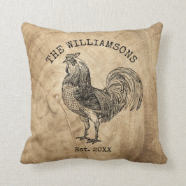 Almofada Galo de Fazenda Nome de Família Antigo Vintage Rús