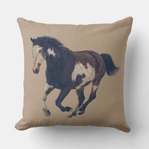Almofada Galopagem Selvagem Pinto Cavalo de Tintas American