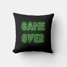 Almofada Game Over luz néon verde brilhante video games