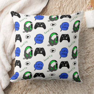 Almofada Gamer Boy Blue, Verde limão e Preto