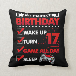 Almofada Gamer Boy de 17 anos Gamer 17.º Aniversário perfei