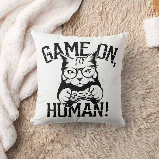 Almofada Gamer Cat Design Game Em Humanos - Gato Engraçado (Cobertor)