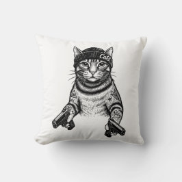 Almofada Gangster Cat Tattoo Art | Cool Streetwear Kitty