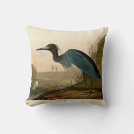 Almofada Garça Azul Grou Impressão Audubon Arte Costeira