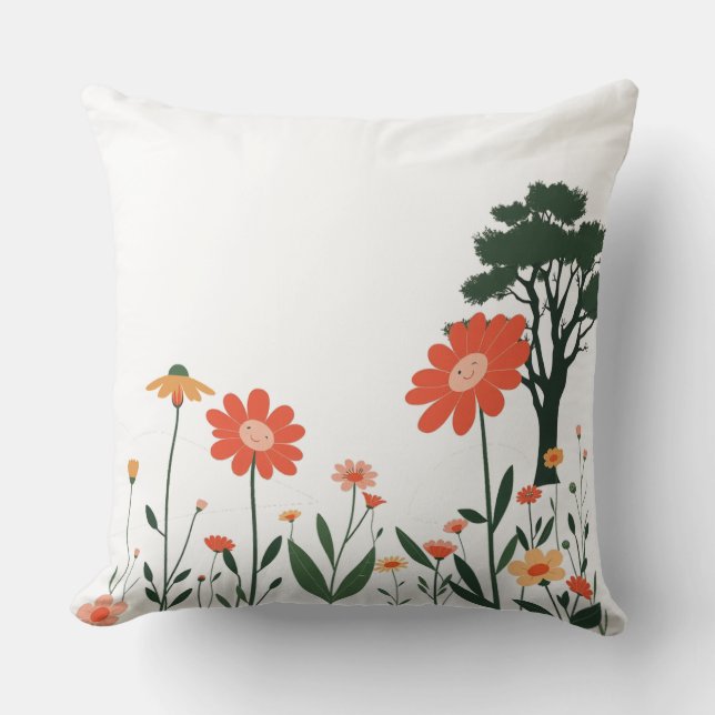 Almofada Garden Charm – Colorful Botanical Pillow (Frente)