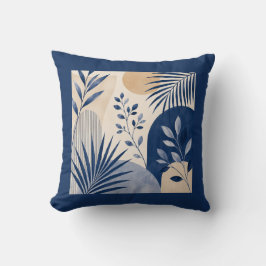 Almofada Gardens Syracuse Abstract Navy Leaf Cushion