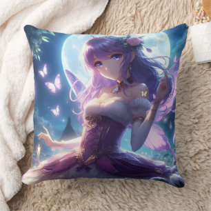 Almofada Garota Anime Asa de Borboleta Violeta Fada da Lua
