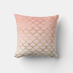 Almofada Garota Blush Rosa e Dourada Sereia Glitter Sparkle
