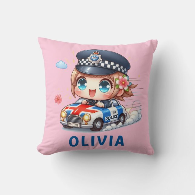 Almofada Garota Bonita da Polícia Britânica Dirigindo Carro (Frente)