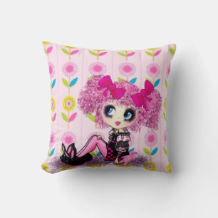 Almofada Garota Bonito e bonita Kawaii PinkyP por LeahG