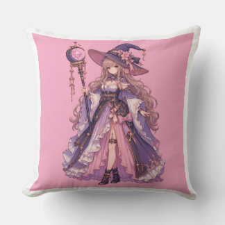 Almofada Garota Bruxa Pixel Fantasia Pastel
