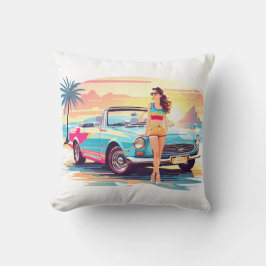 Almofada Garota com carro e natureza dos sonhos