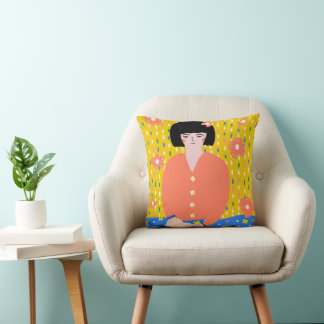 Almofada Garota Cozy Bookworm Folk Art Lendo