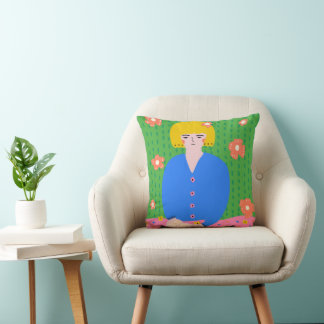 Almofada Garota Cozy Bookworm Folk Art Lendo